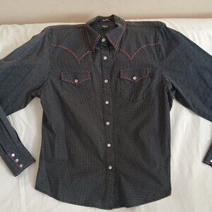 Cruel Girl XL Black with White Dots and Pink piping Western Shirt